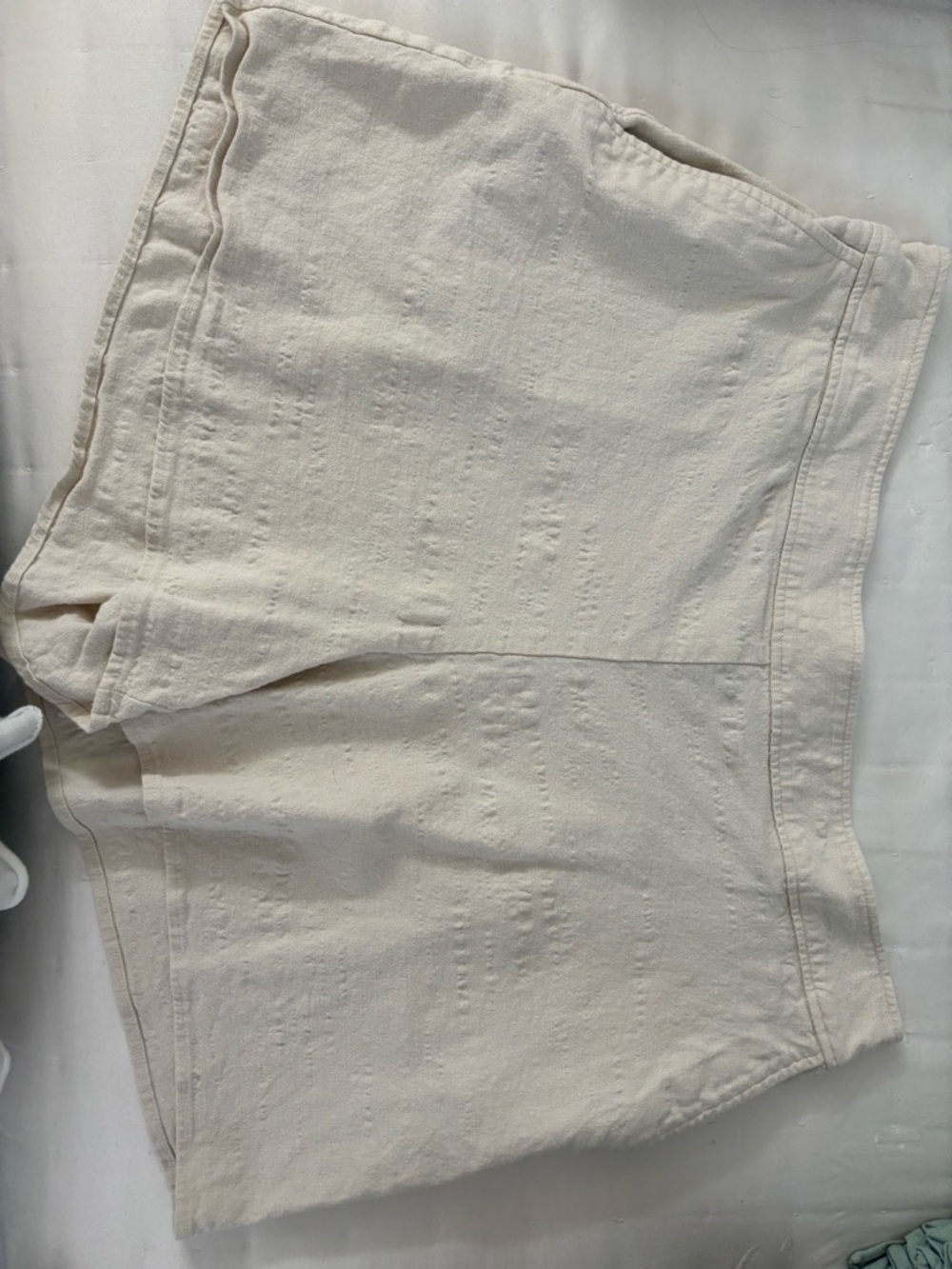 Express High-Rise Elastic Waist Linen-like Shorts in Cream